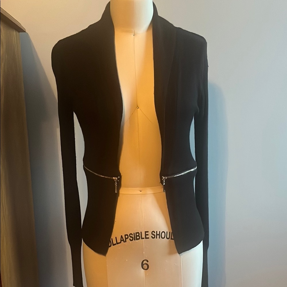 Carmen Marc Valvo Black Cardigan Sweater